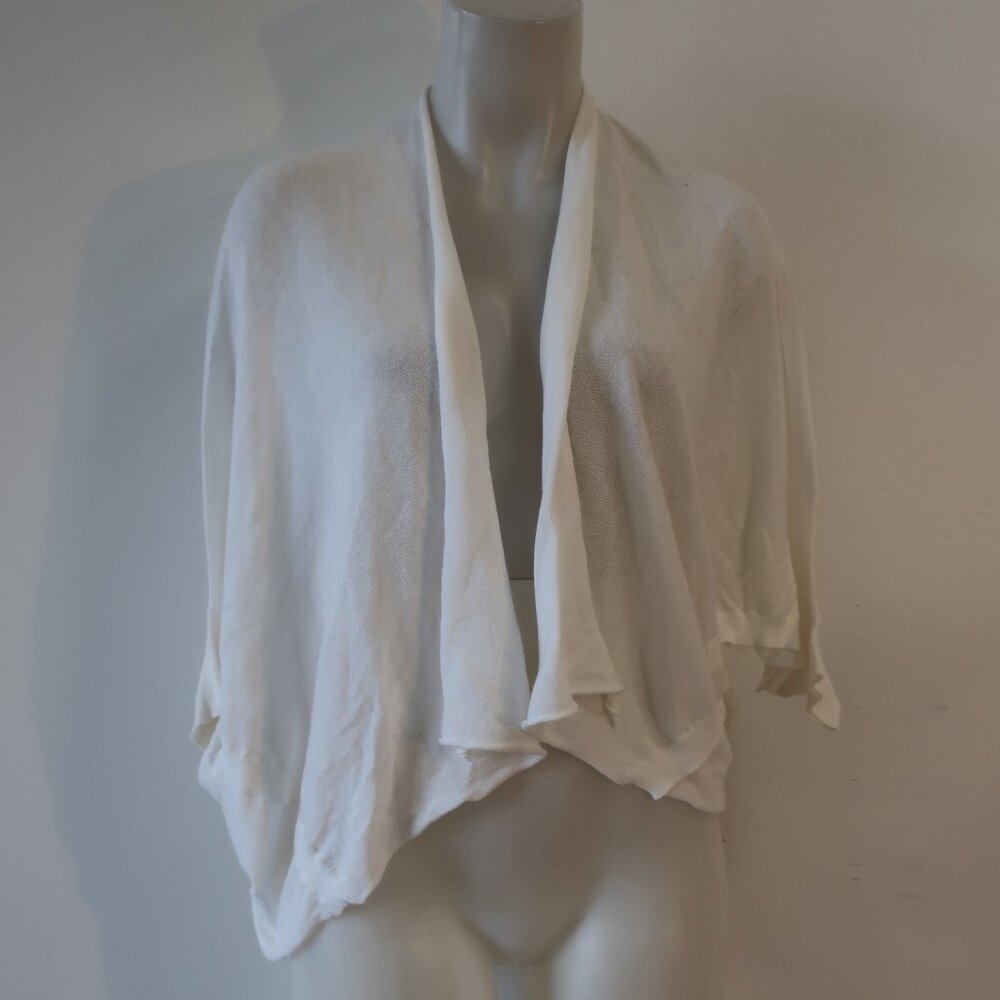 Women Planet White Cotton Light Knit Cardigan Sweater OS